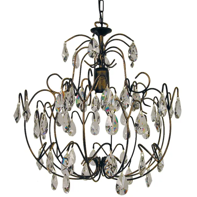 Tosel Pampilles Lampadario Marrone Oro 44cm E27