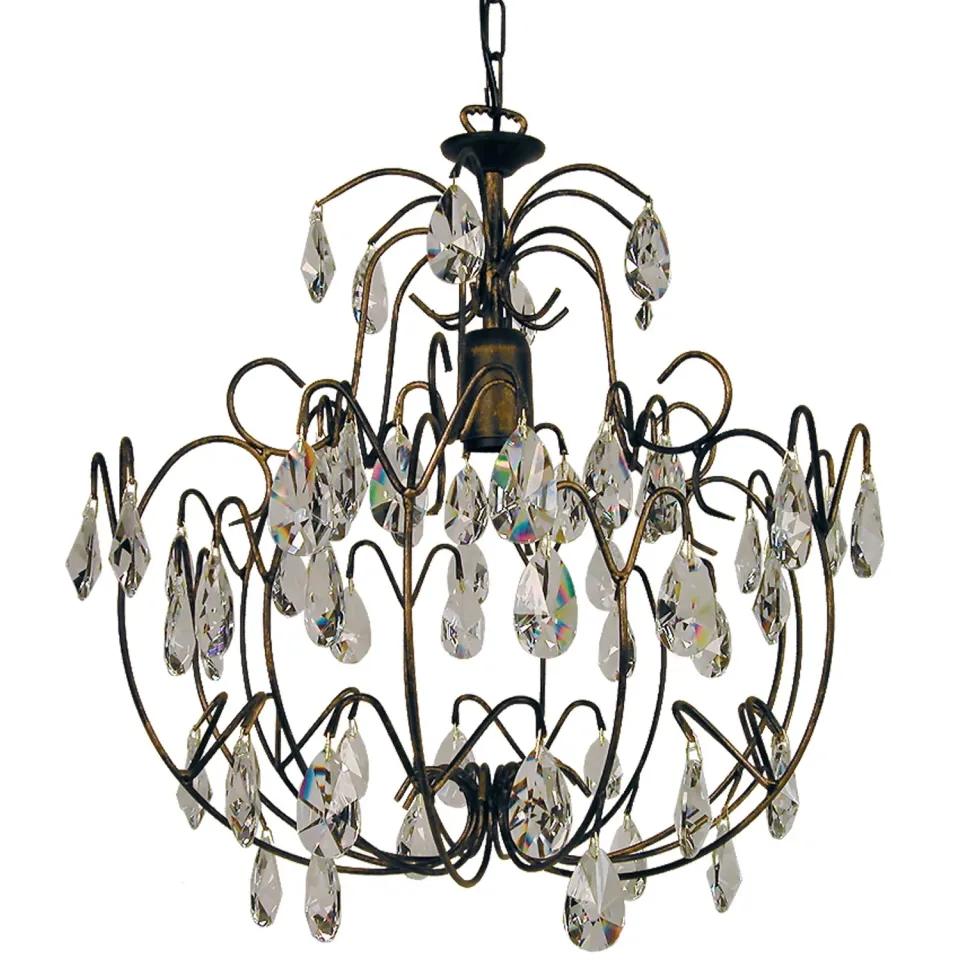 Tosel Pampilles Lampadario Marrone Oro 44cm E27