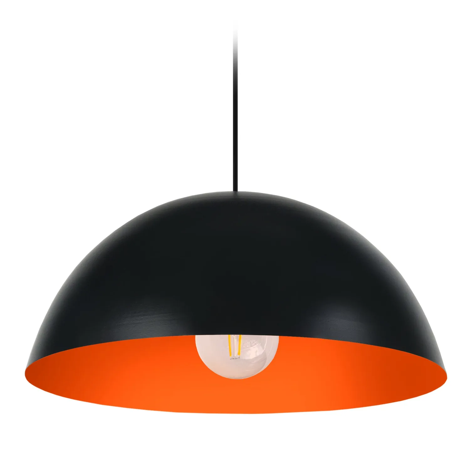 Tosel Demi Boule 35 sospensione 35 cm nero arancio