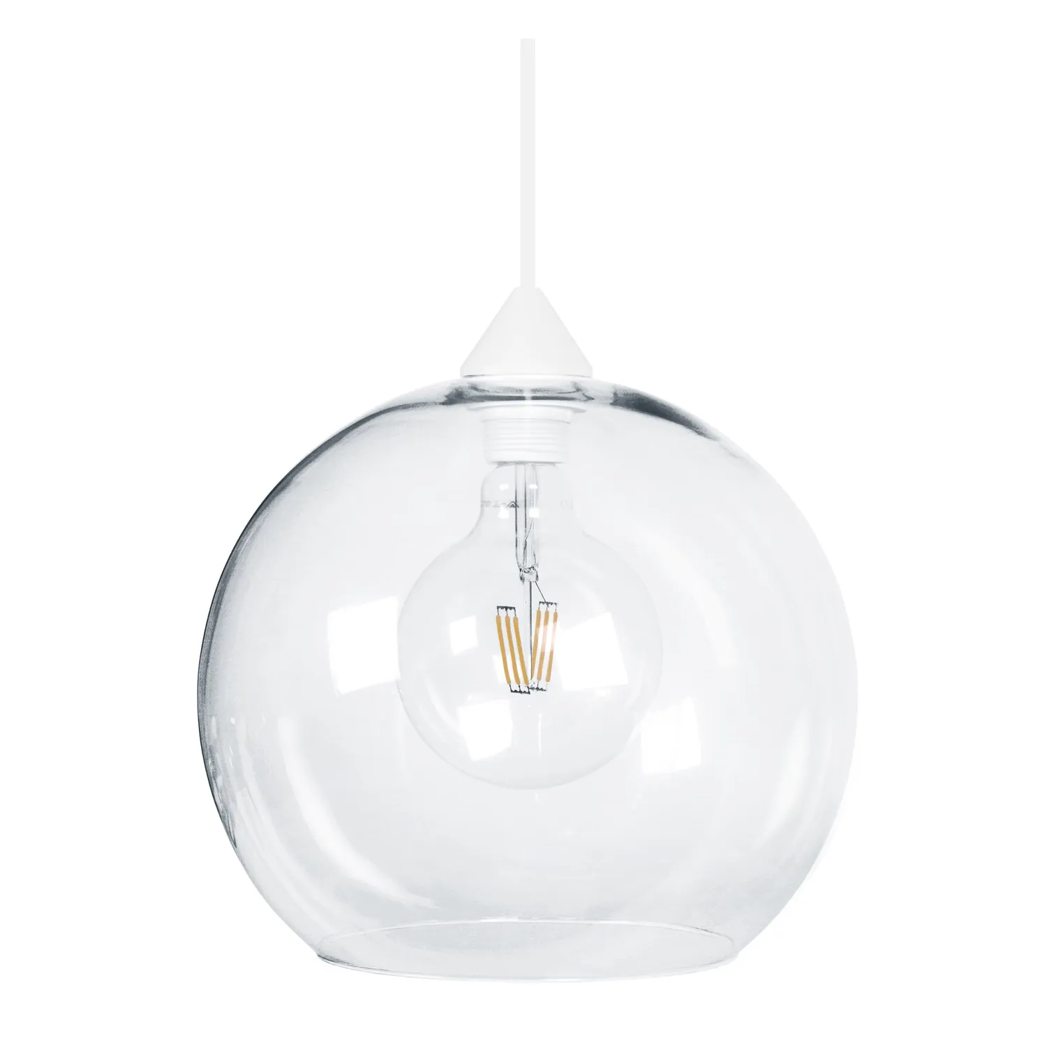 Tosel Globo sospensione vetro bianca 30x100cm E27 globo