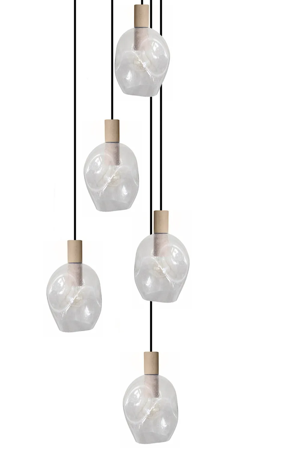Tosel VINGOLF lampadario legno 5 luci E27 60x100