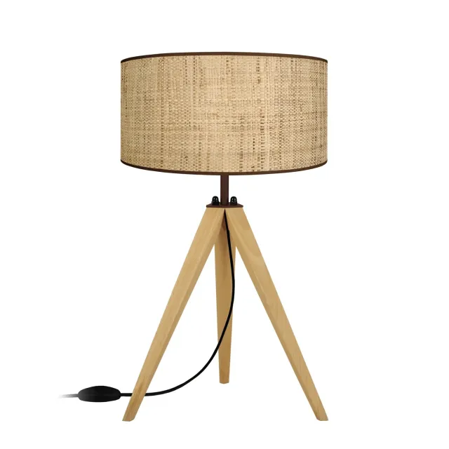 Tosel Cochin lampada da tavolo treppiede crema 54 cm legno