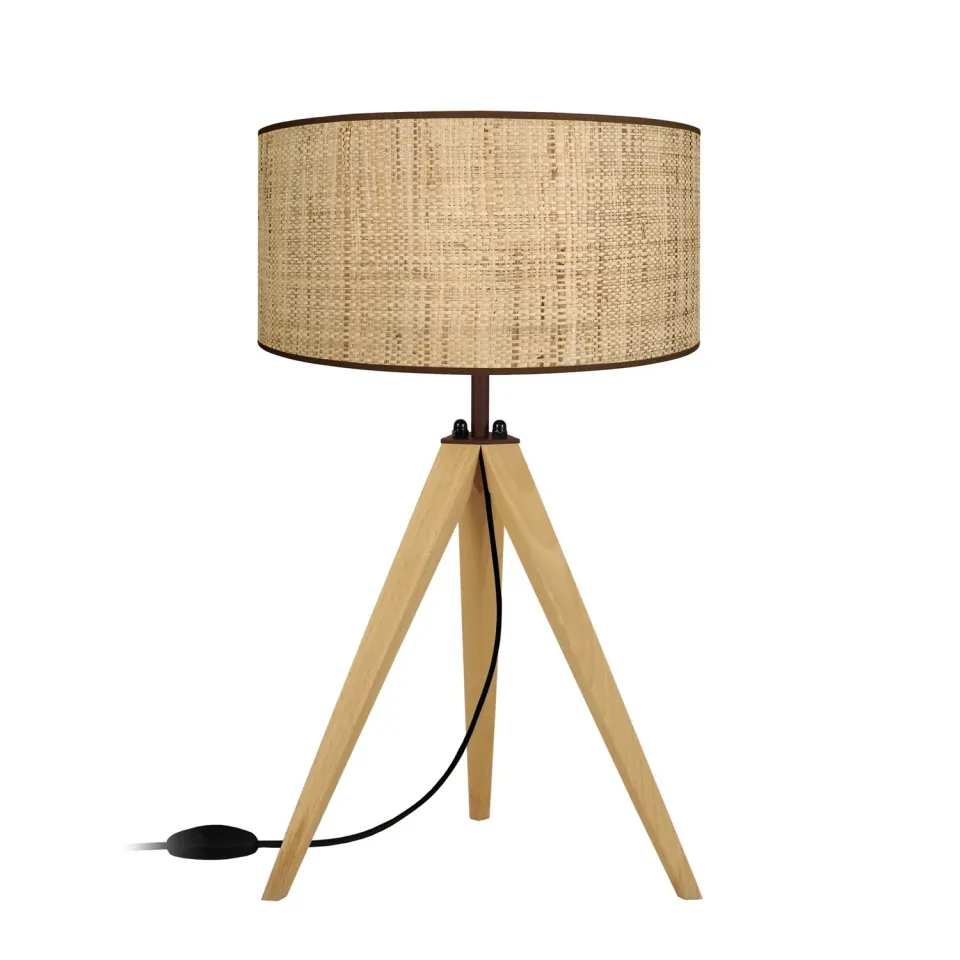 Tosel Cochin lampada da tavolo treppiede crema 54 cm legno