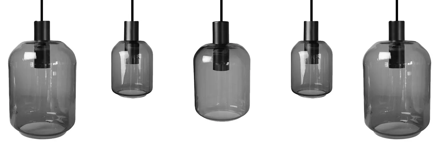 Tosel Svalbard Small lampadario barra nero trasparente
