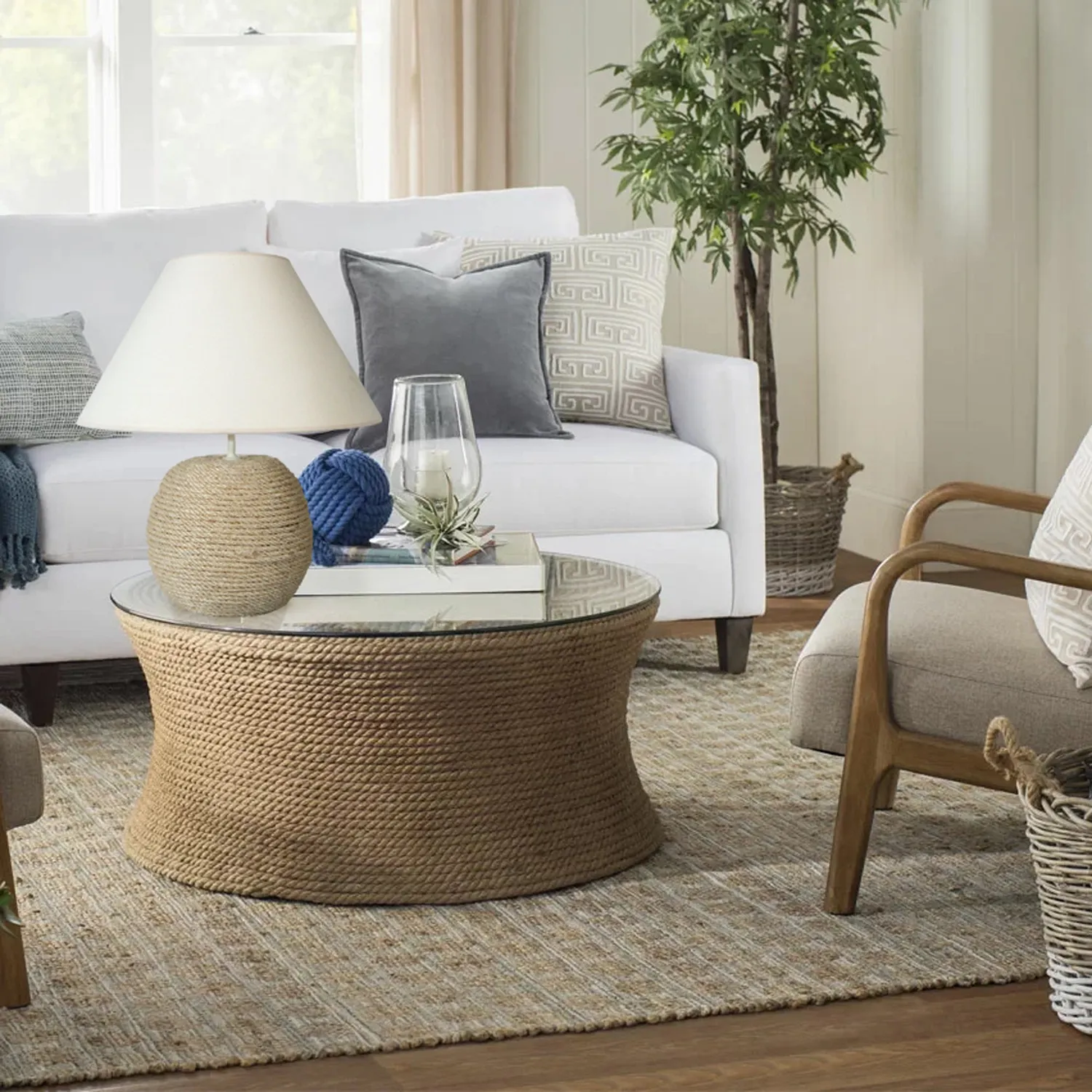 Tosel Burnaby Cordes lampada da tavolo 50 cm sisal