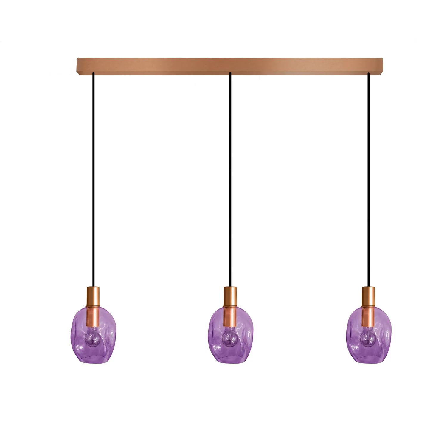 Tosel Vingolf lampadario barra rame vetro E27 3 luci