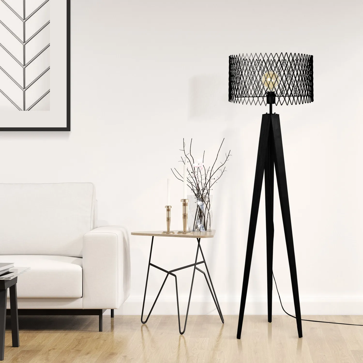 Tosel Aster Piantana a Treppiede Nero 45x160 cm Metallo