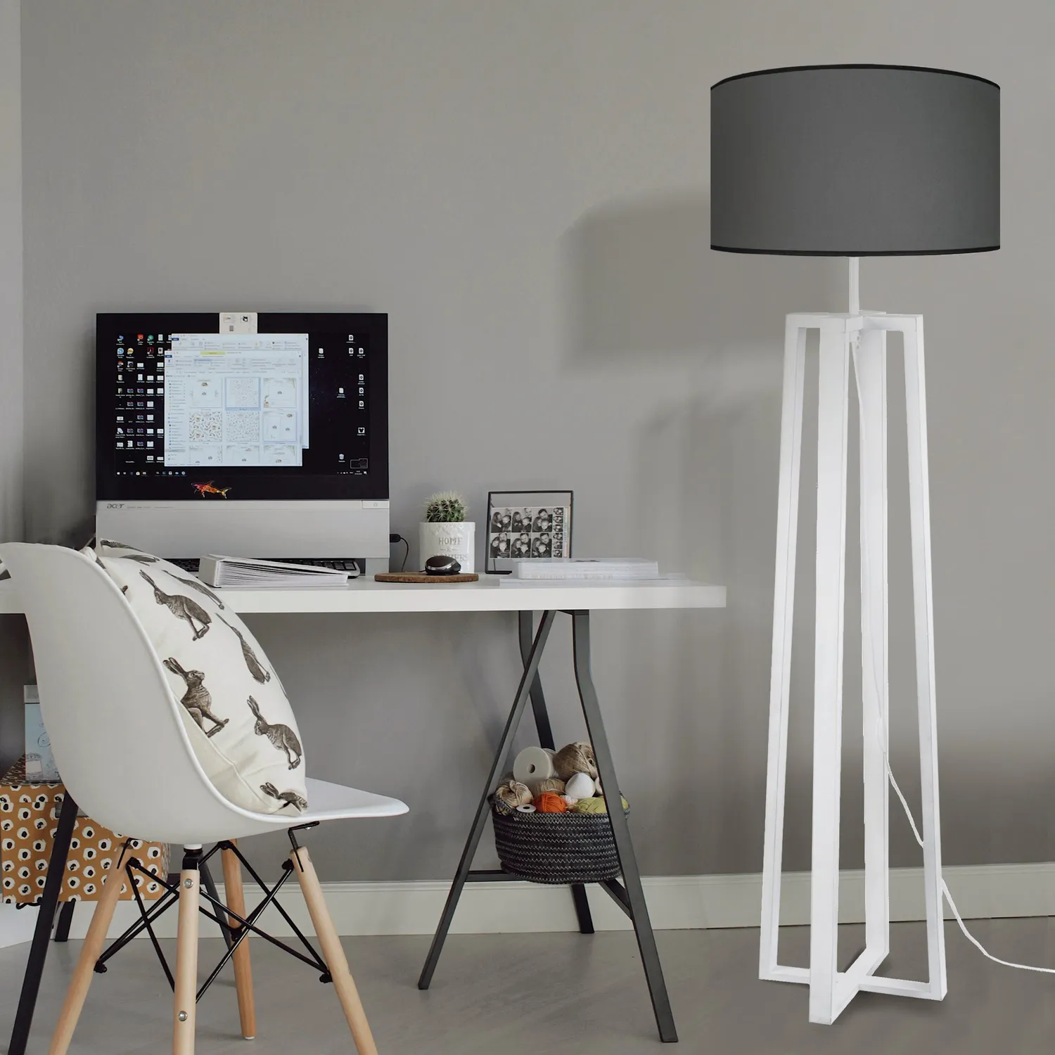 Tosel Manon B piantana legno bianco grigio 155cm