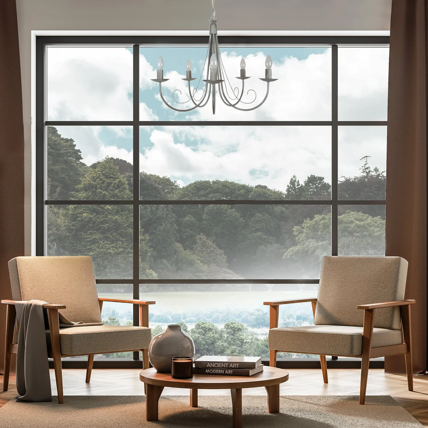 Tosel Côte d'Ivoire lampadario metallo taupe 60x80 cm
