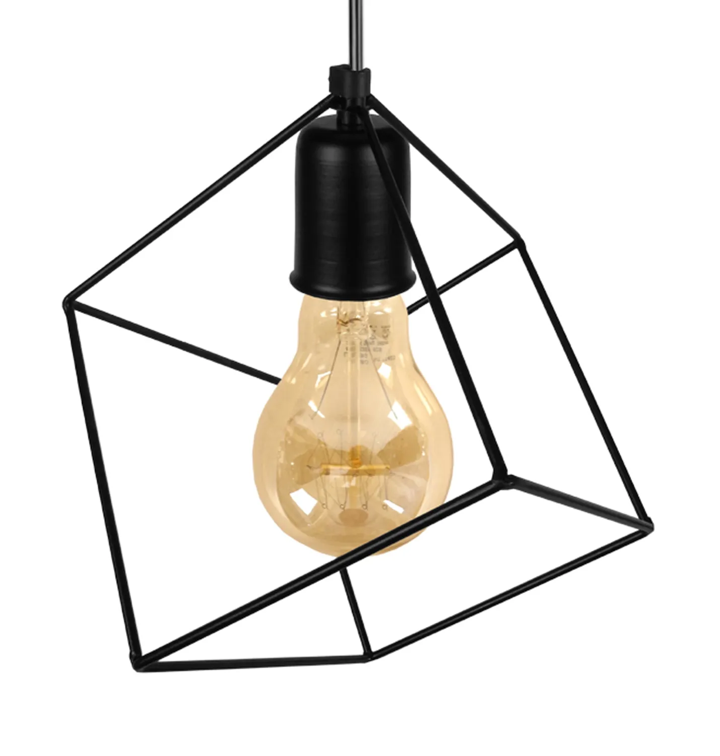 Tosel Square lampadario industriale metallo nero 3 luci
