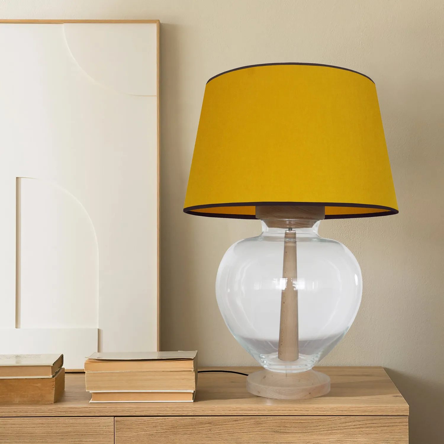 Tosel Liberec lampada comodino legno crema 50x74 cm