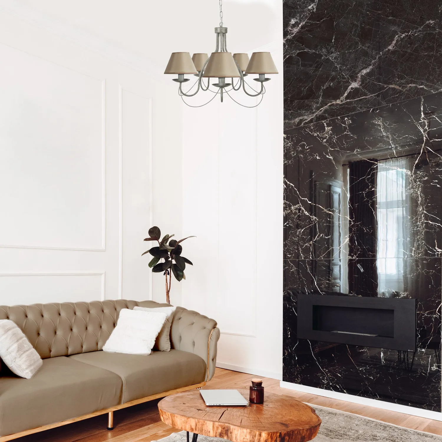 Tosel Provencale lampadario 5 luci grigio 78x80 cm metallo