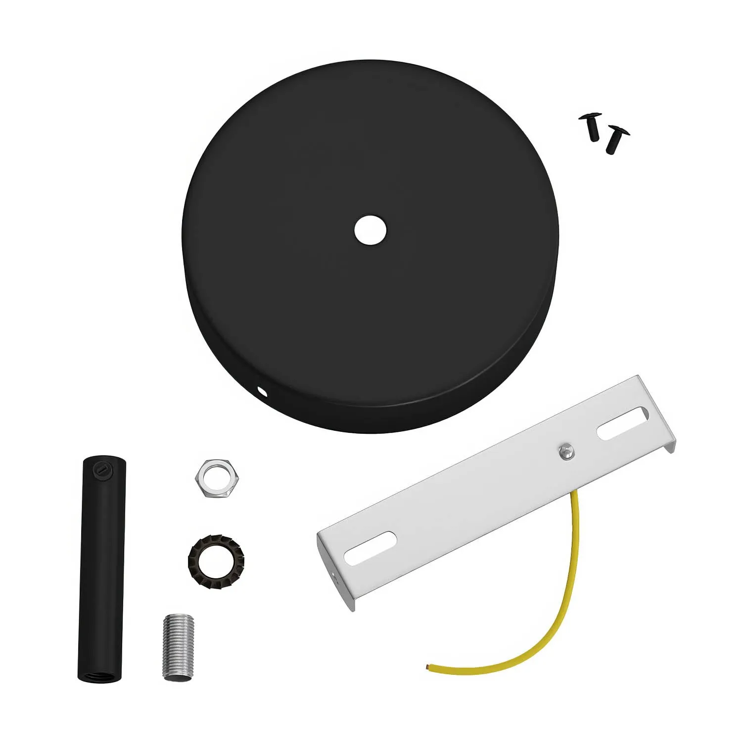 Creative Cables rosone soffitto metallo nero 12cm con pressacavo