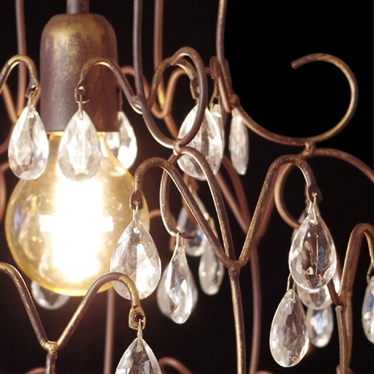 Tosel Pampilles Lampadario Marrone Oro 44cm E27