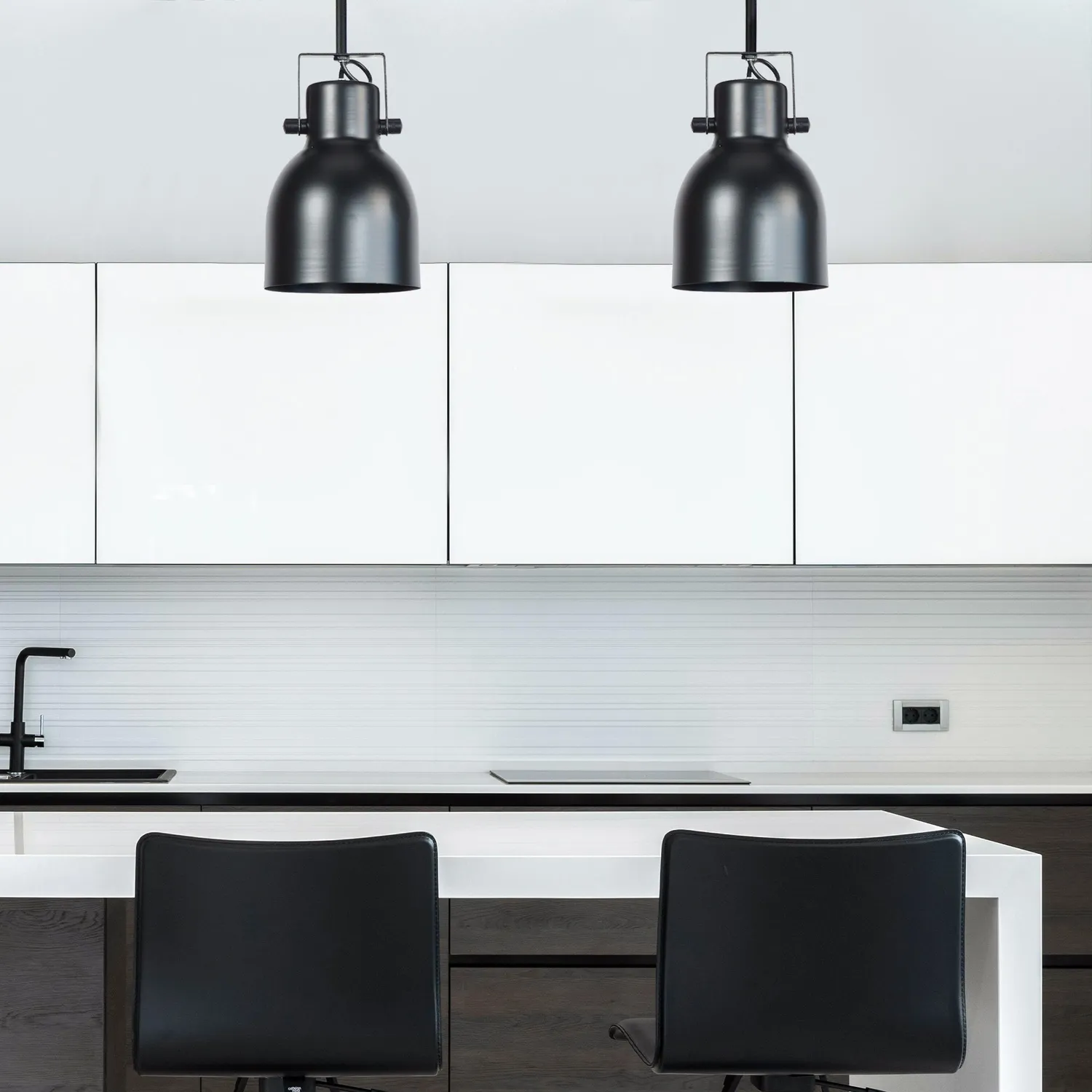 Tosel Carlson B Lampadario a Barra Nero 60x80cm
