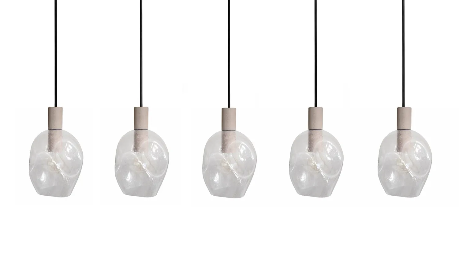 Tosel Vingolf lampadario legno 5 luci trasparente