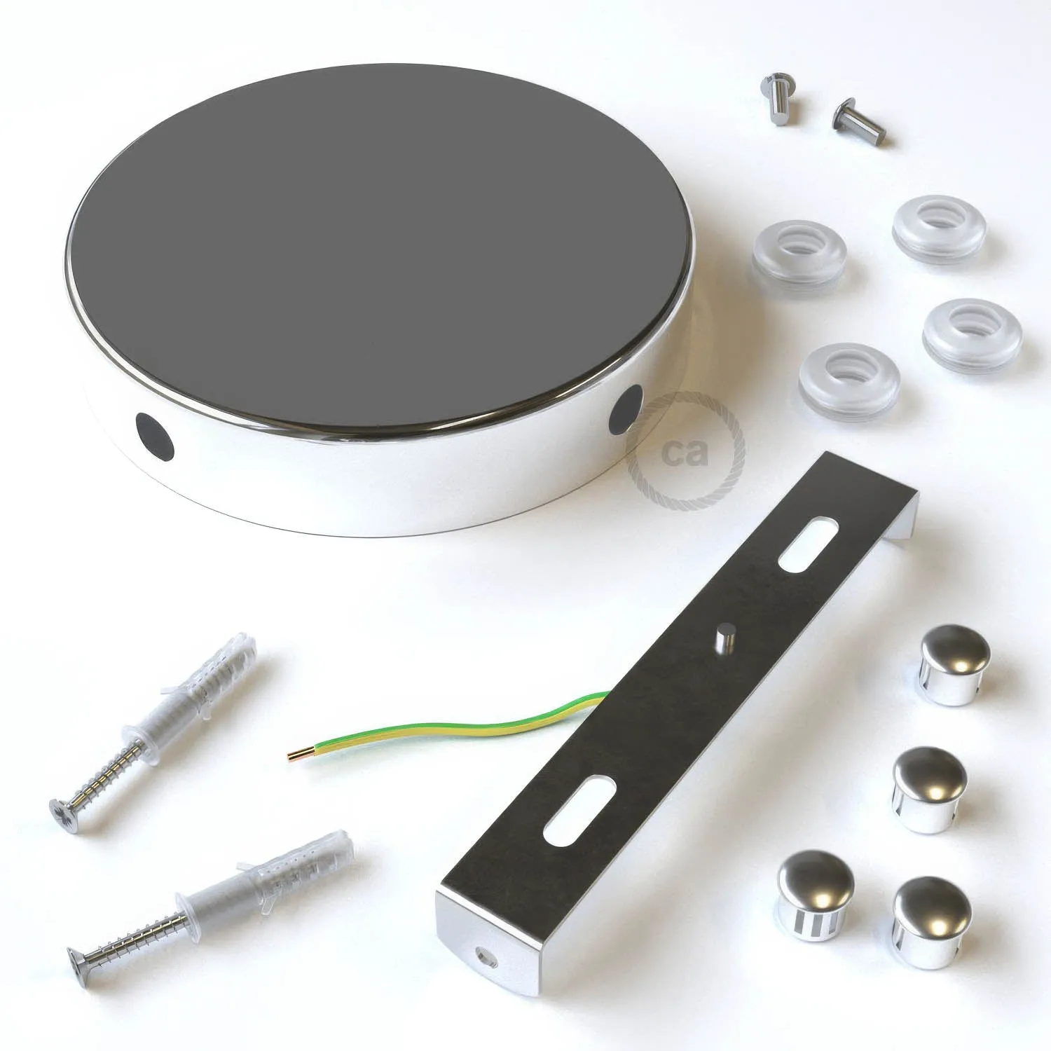 Creative Cables rosone soffitto metallo cromo 4 fori kit