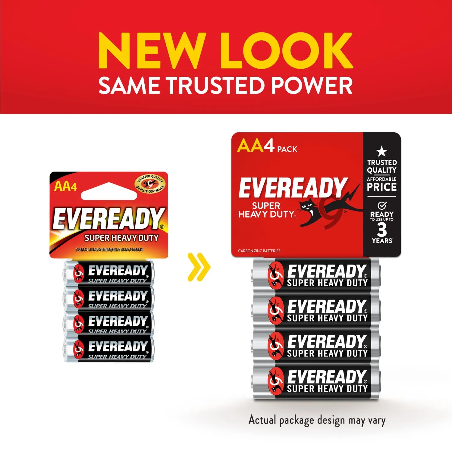Eveready Super Heavy Duty Pile AA Stilo Confezione 4