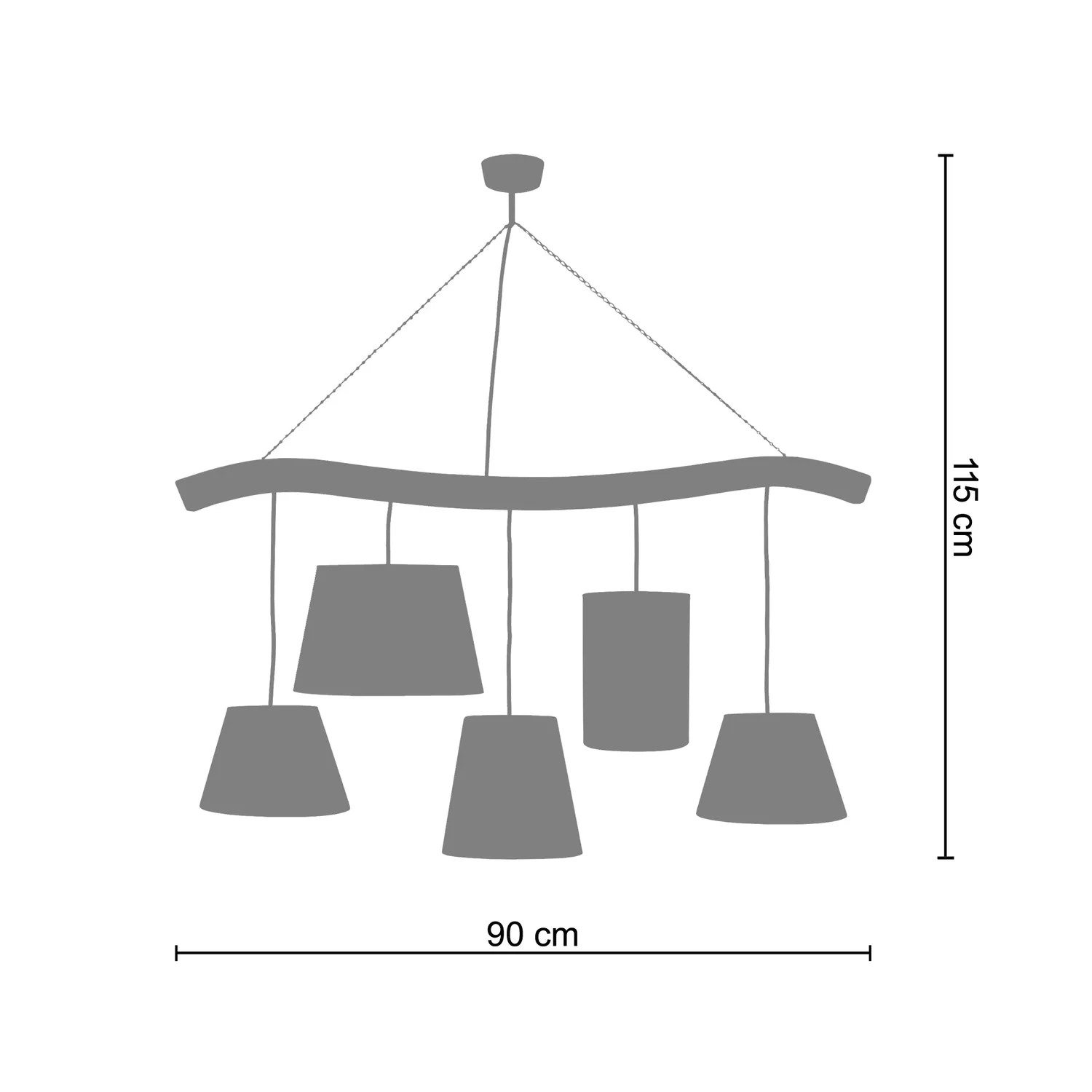 Tosel TACKS lampadario legno 5 luci 93x115 cm