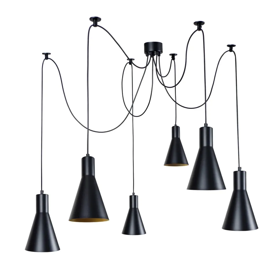 Tosel Krake lampadario metallo nero oro