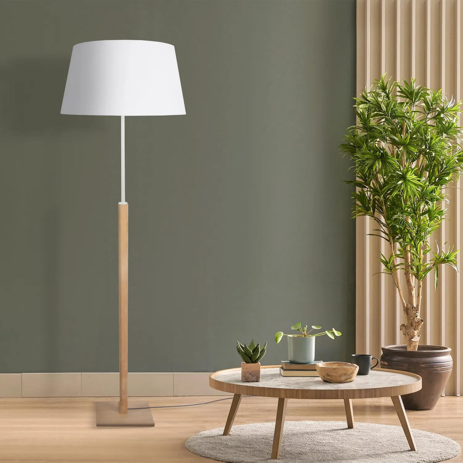 Tosel Hod B piantana 156 cm naturale e bianco luce calda