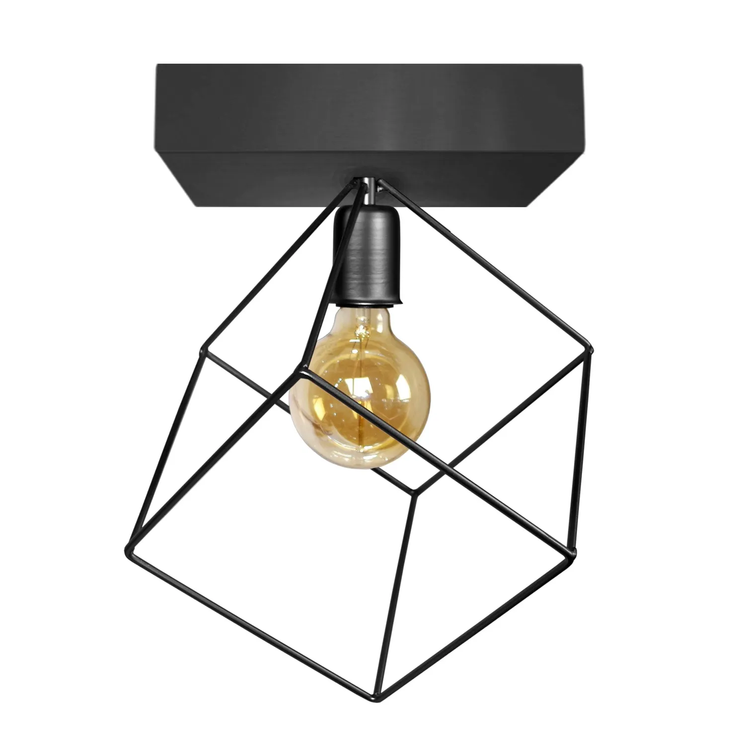 Tosel Square plafoniera metallo D35cm nero filo geometrico