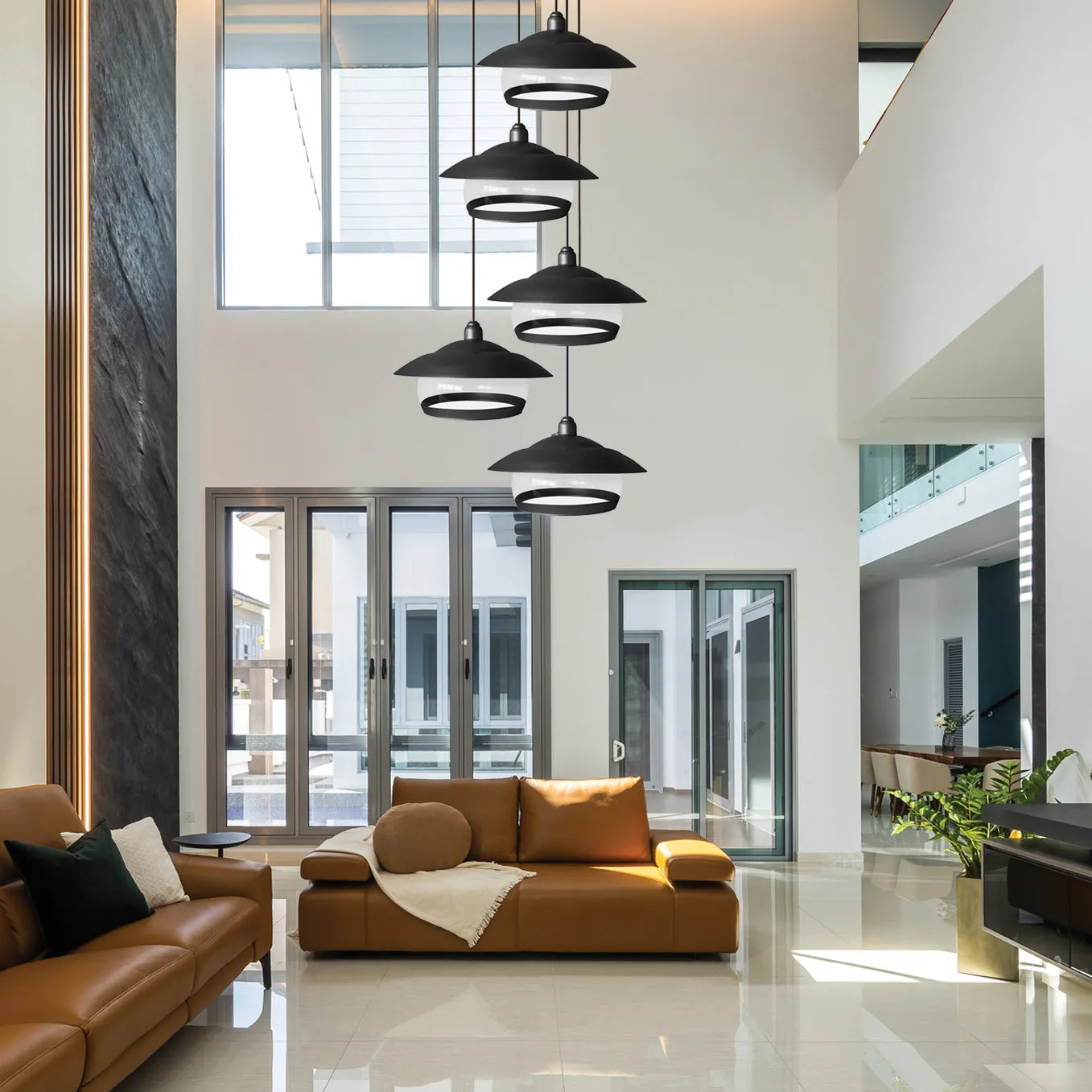 Tosel Brindisi lampadario bianco 5 luci vetro
