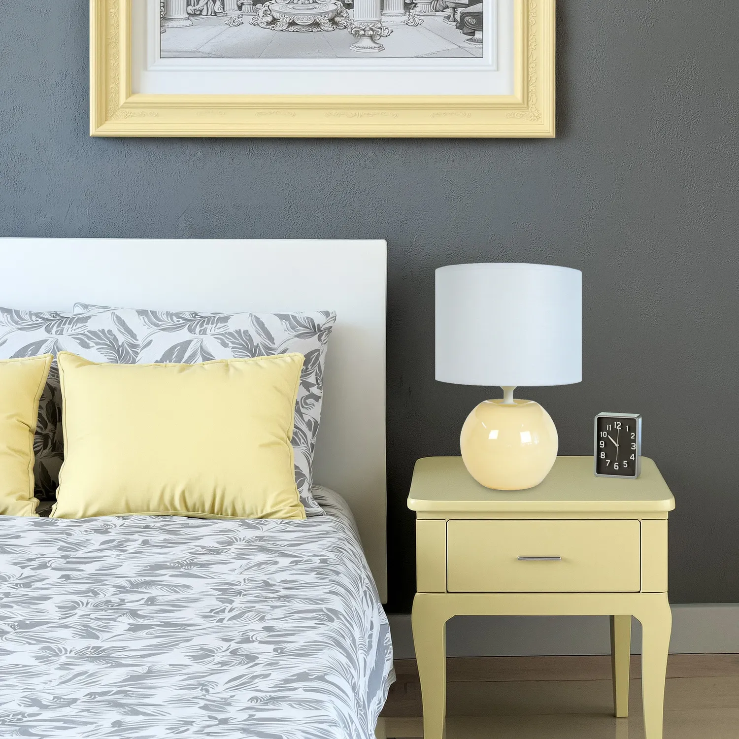 Tosel Alina Lampada Tavolo 35x48 cm Crema Grigio Vetro