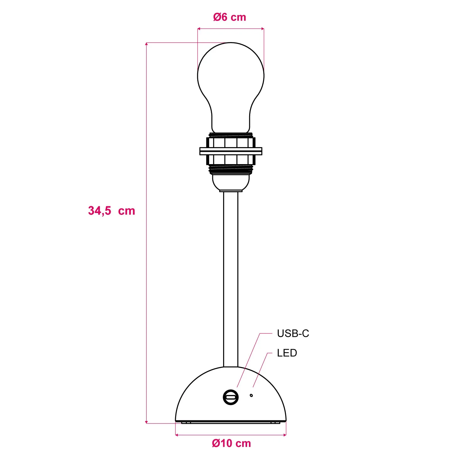 Creative Cables Cabless12 Lampada Tavolo Legno Neutra USB-C