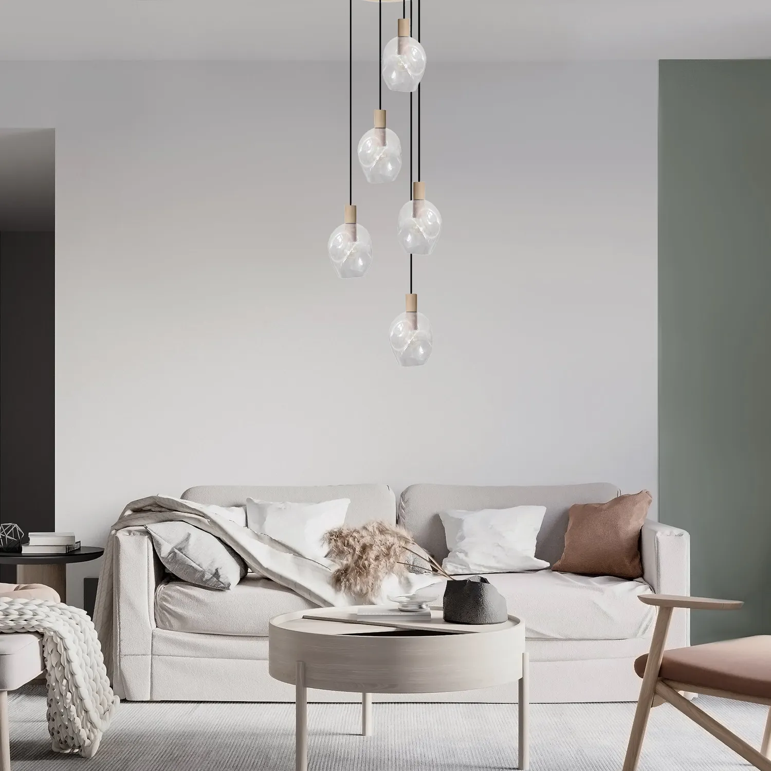 Tosel VINGOLF lampadario legno 5 luci E27 60x100