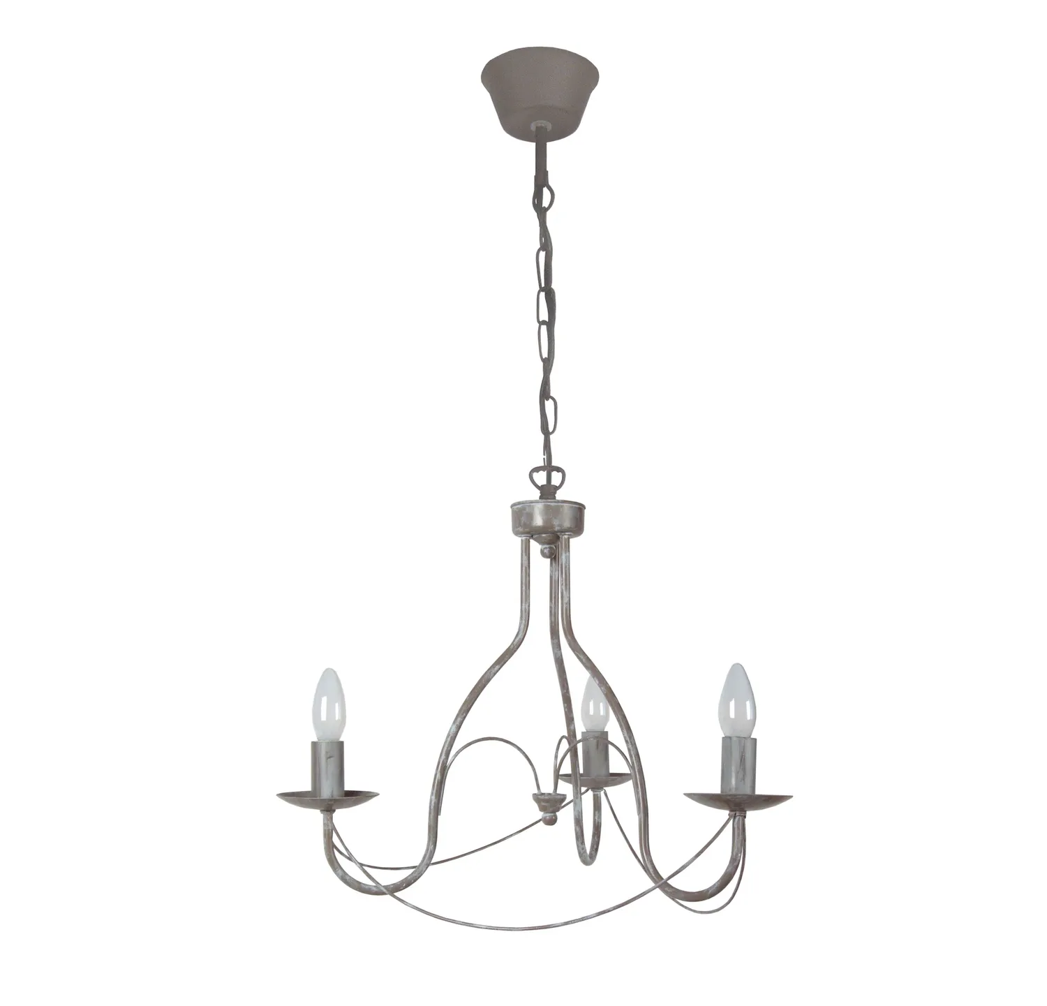 Tosel Provençale lampadario metallo grigio 58x80cm 3 fiamme