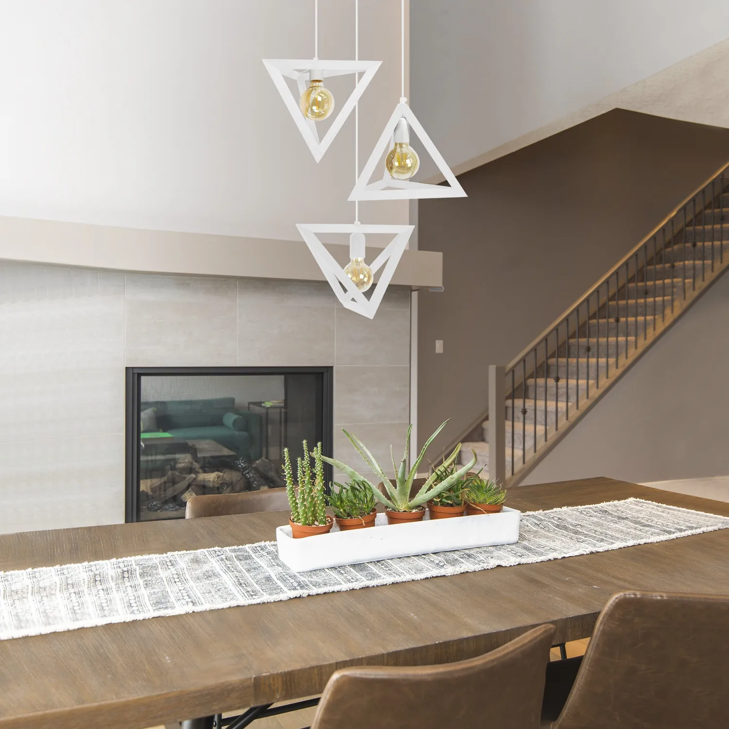 Tosel Tétraèdre A lampadario legno naturale 45x90 cm