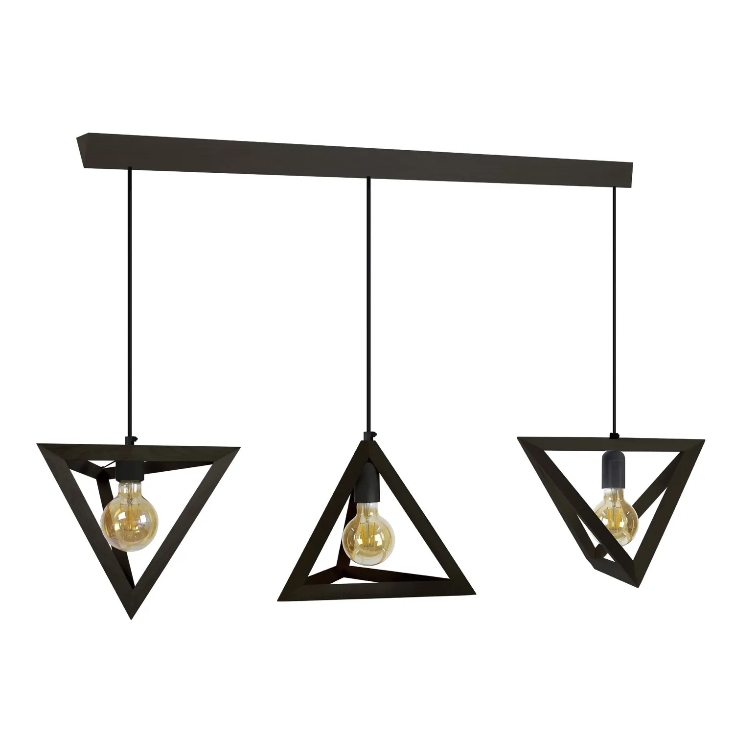 Tosel Tétraèdre A Lampadario Legno 3 Luci 80x90 cm