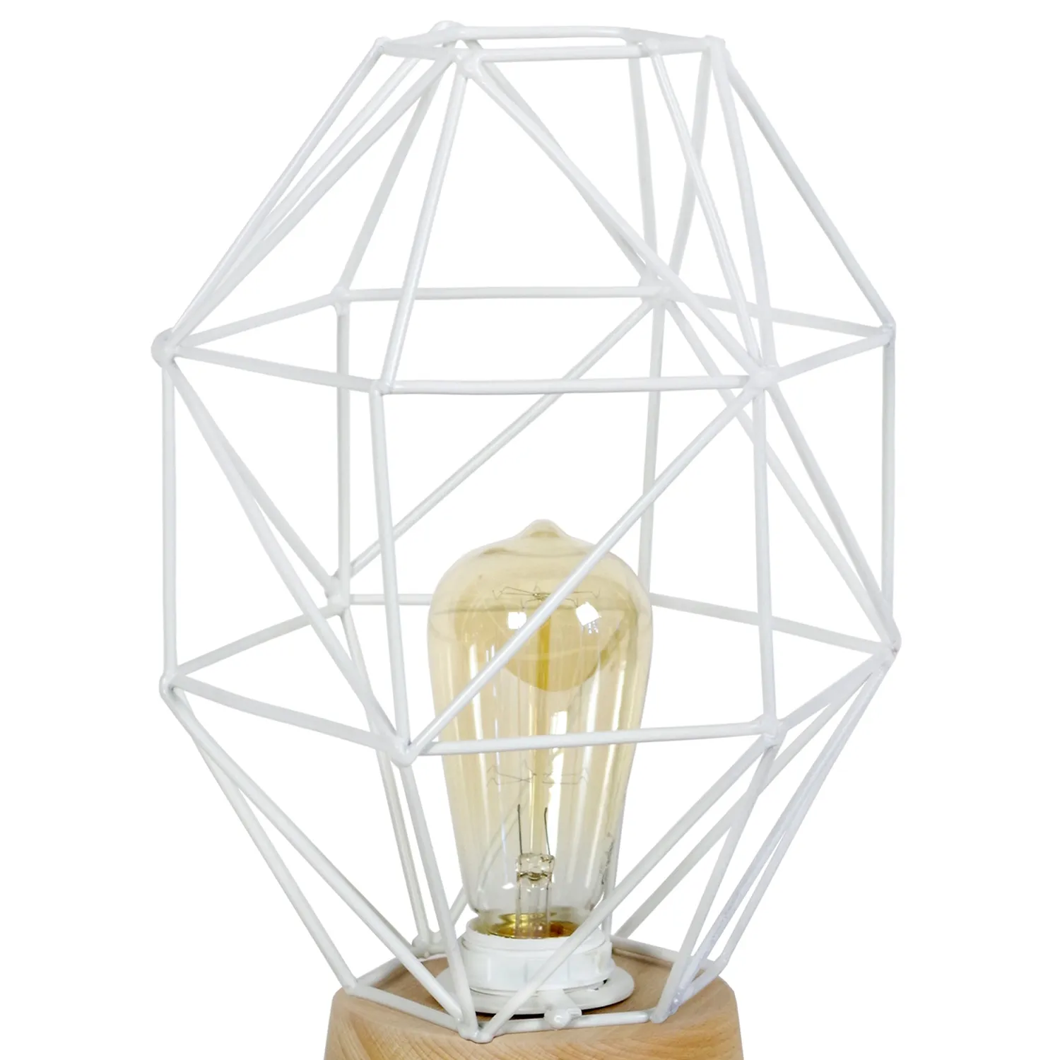 Tosel Octogonal lampada tavolo legno bianco 32cm E27