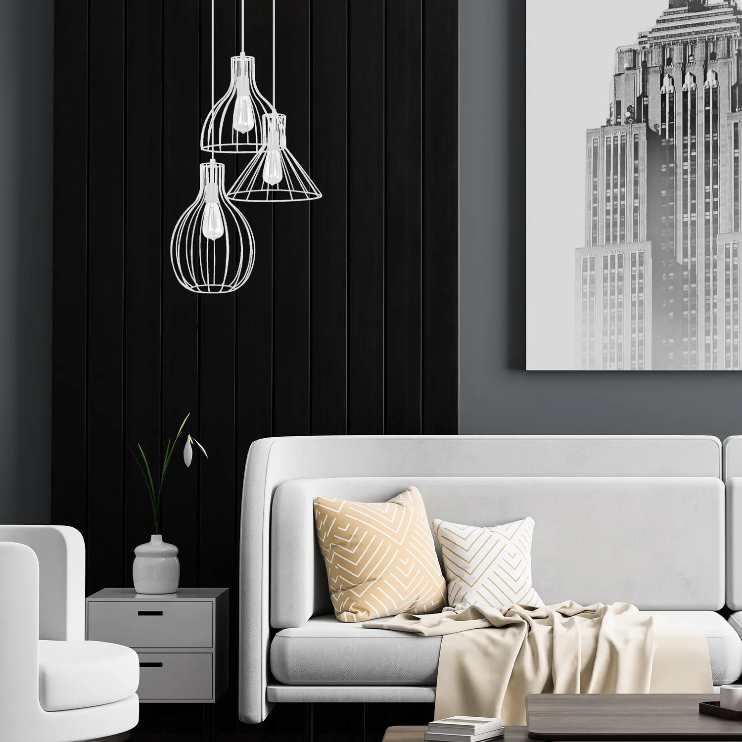 Tosel RUGBY POIRE CONE lampadario metallo nero 40x90 cm