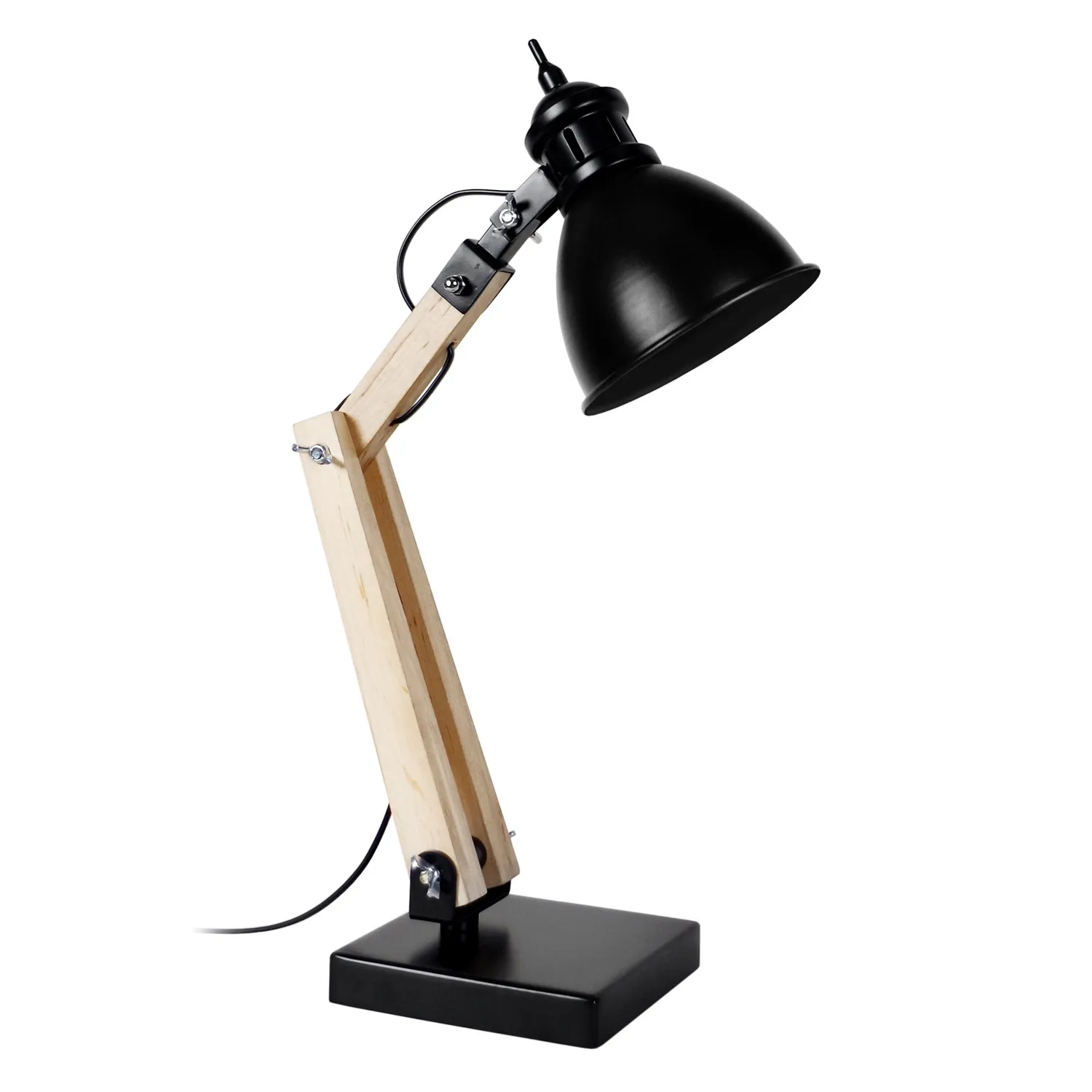 Tosel Iron Cloche Lampada da Scrivania Naturale e Nero E14