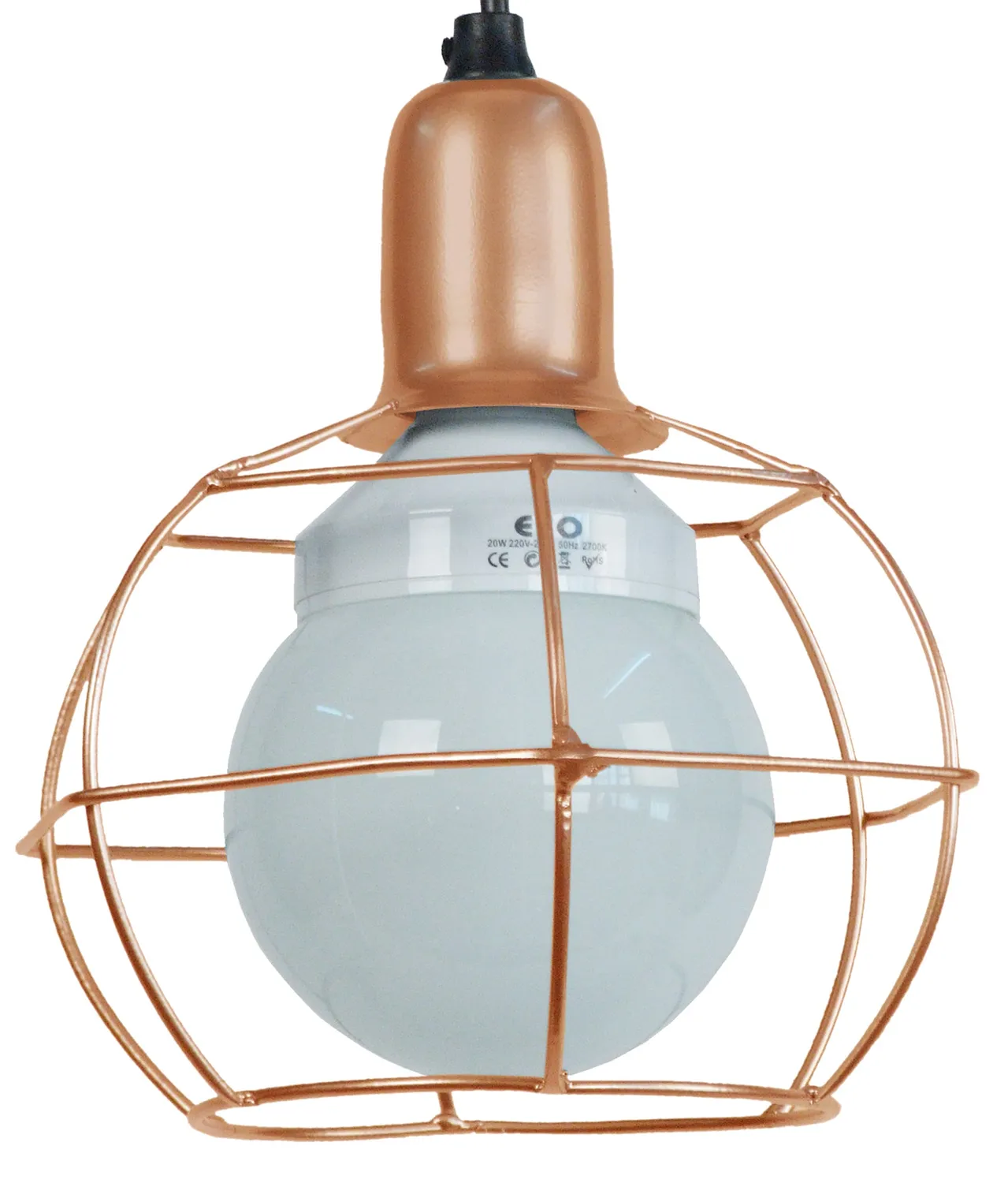 Tosel Hex.Globe Sospensione Globo 18x100cm Nera Metallo