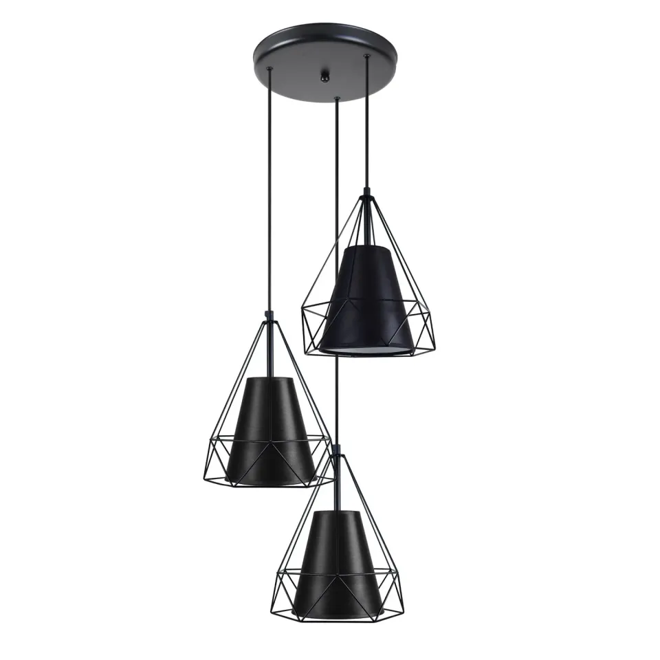 Tosel Gallipoli lampadario tessuto nero 40x100 cm E14