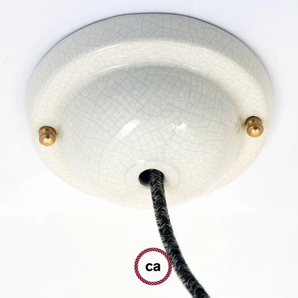 Creative Cables rosone ceramica craquelé bianco 130 mm