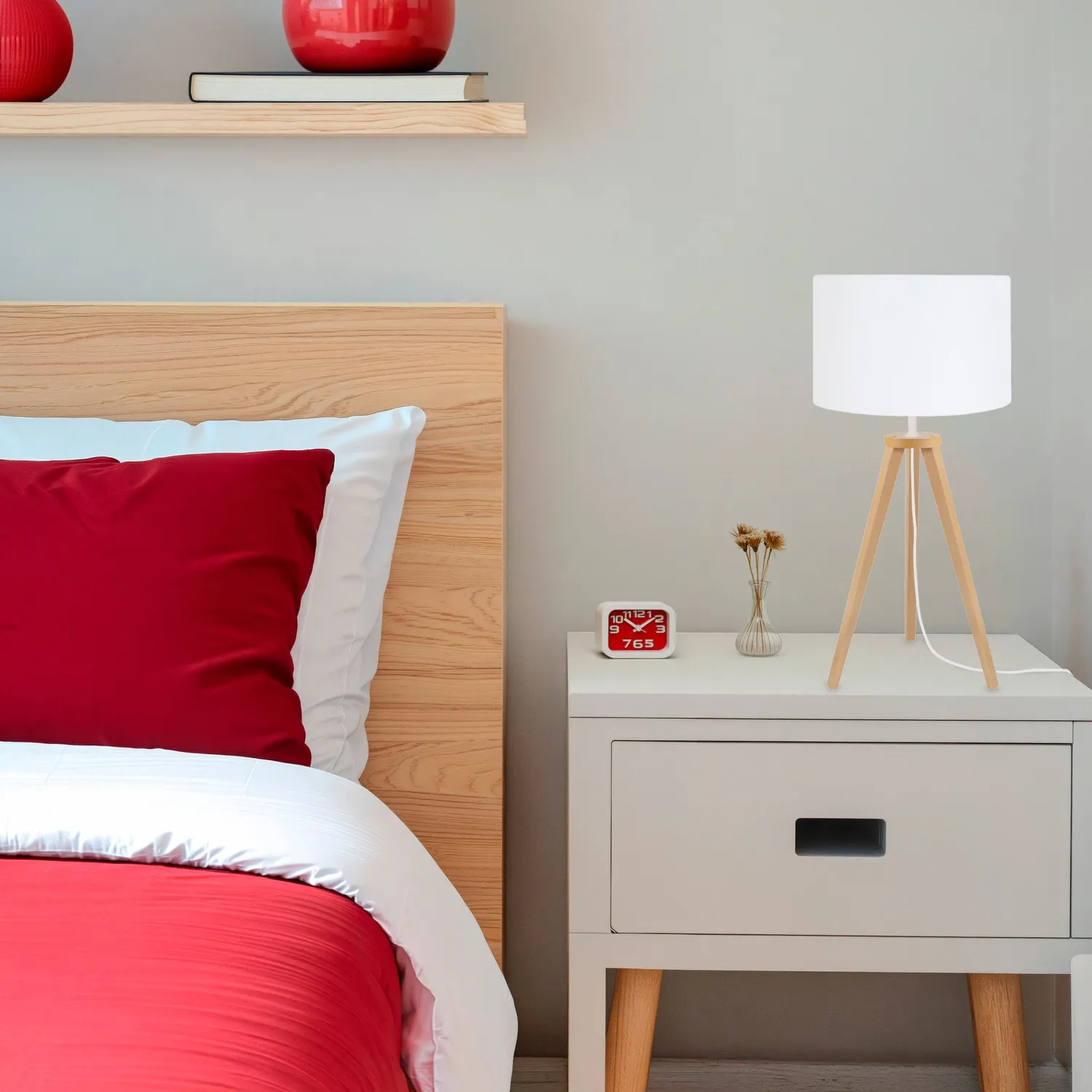Tosel Malmo lampada da tavolo treppiede 55 cm bianco naturale