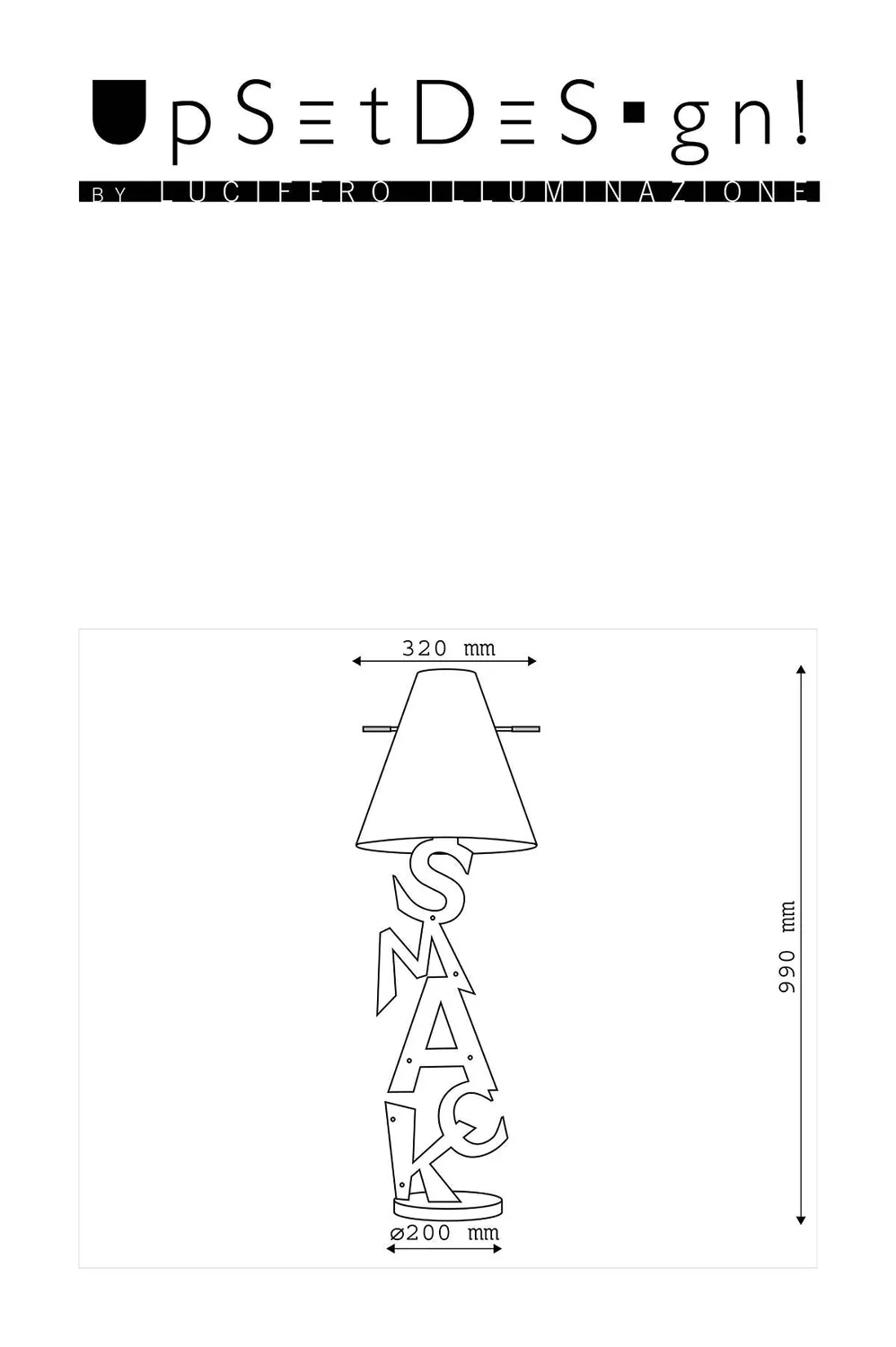 Lucifero Upset Smack lampada da tavolo legno 32x99 cm