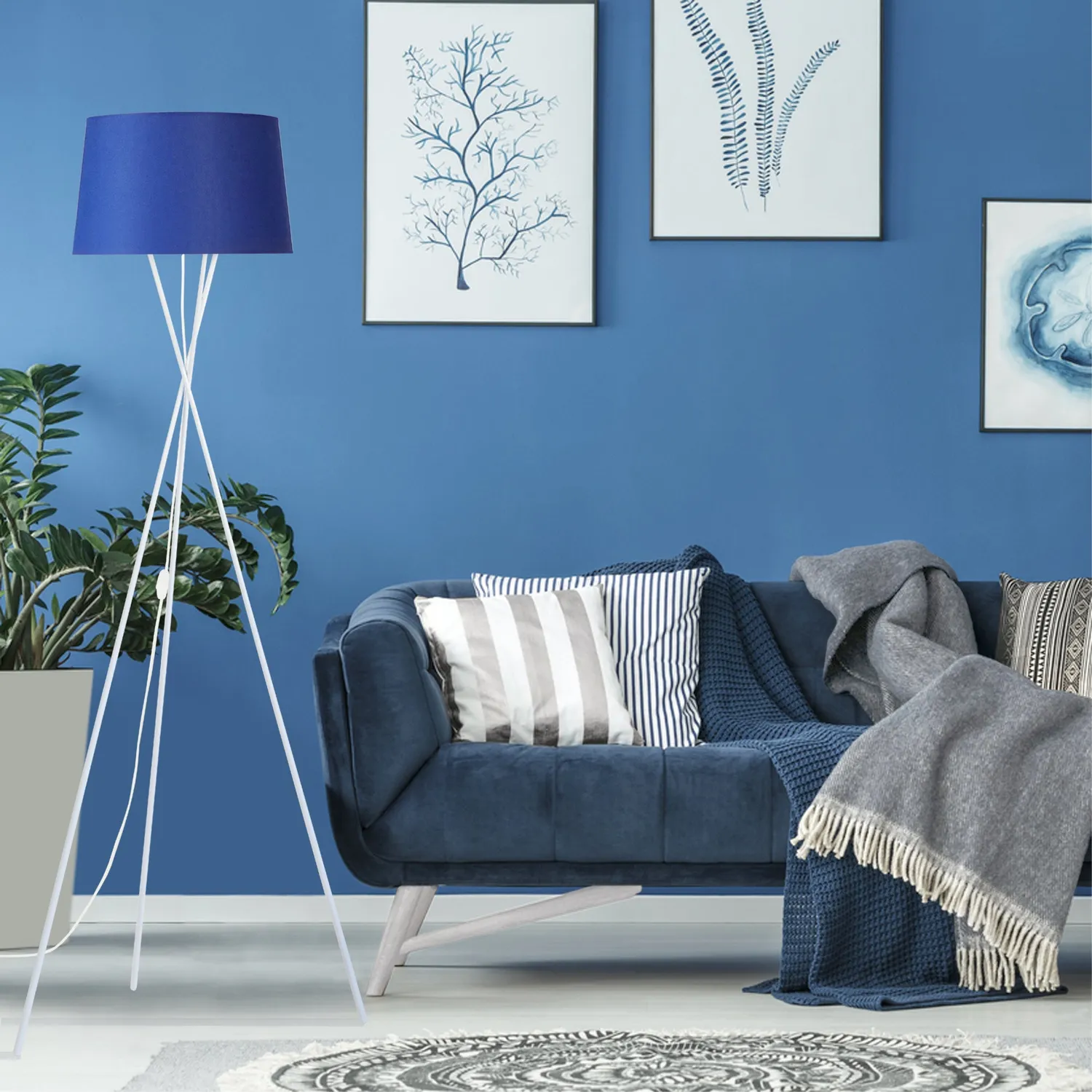 Tosel Midgard piantana treppiede metallo bianco 60x150cm
