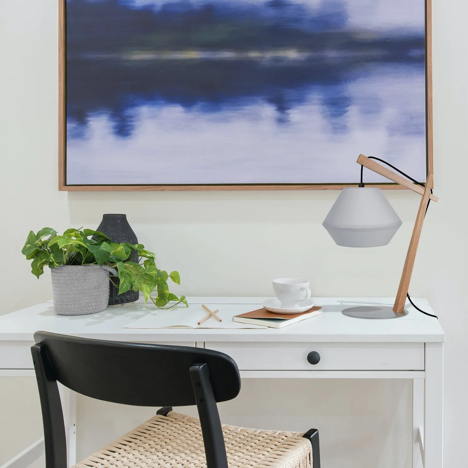 Tosel Belfort Cone lampada da tavolo arco ecru 29x35cm E14
