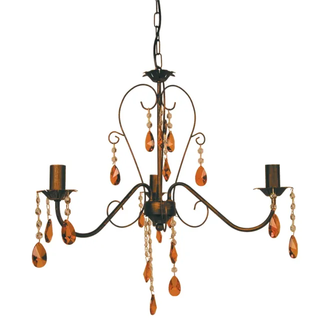 Tosel Pampilles lampadario 3 luci marrone 44 cm E14