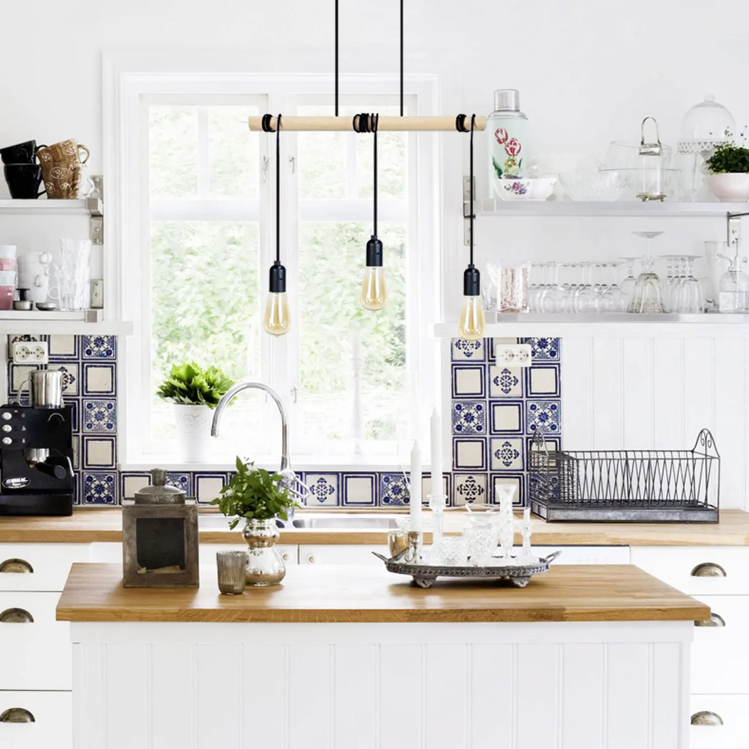 Tosel BROOKLYN lampadario legno naturale 50x180 cm