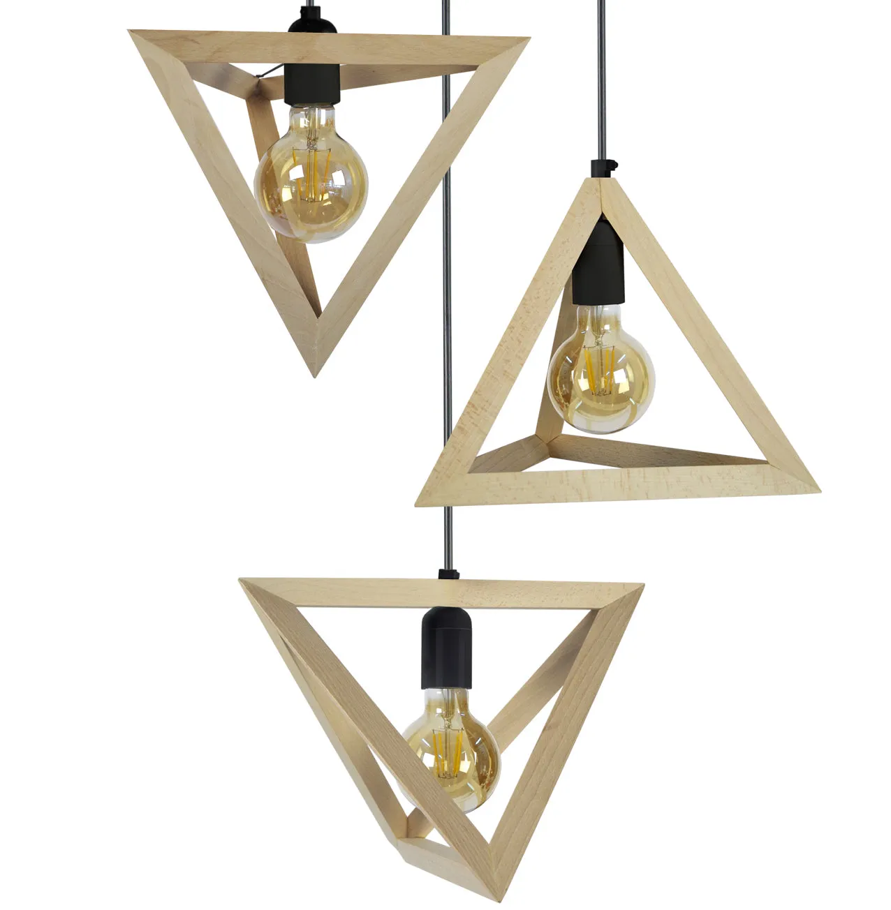 Tosel Tétraèdre A lampadario legno naturale 45x90 cm