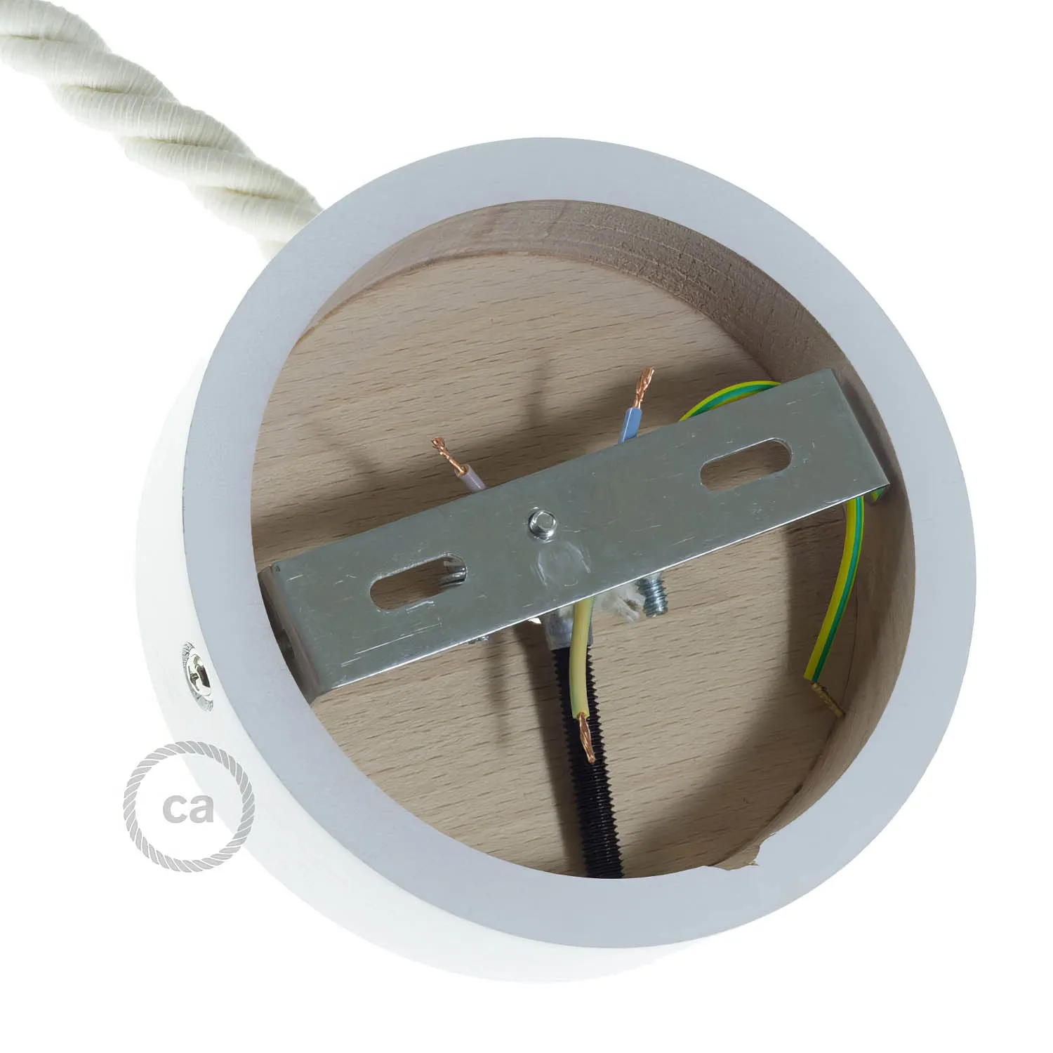 Creative Cables rosone legno bianco per cavo XL 120 mm
