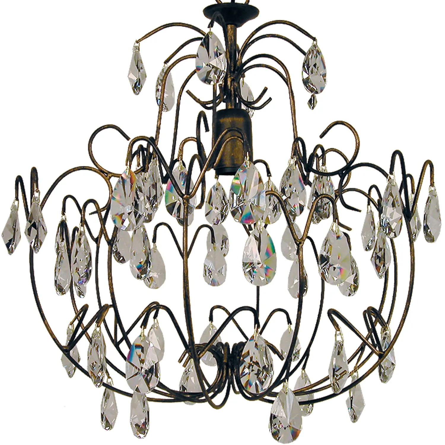 Tosel Pampilles Lampadario Marrone Oro 44cm E27