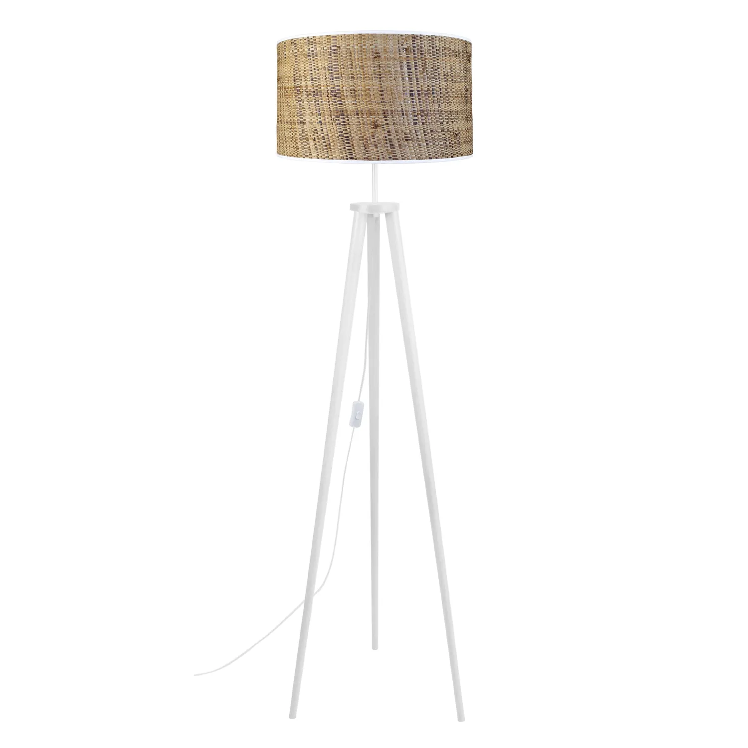 Tosel Jute piantana treppiede legno iuta naturale E27