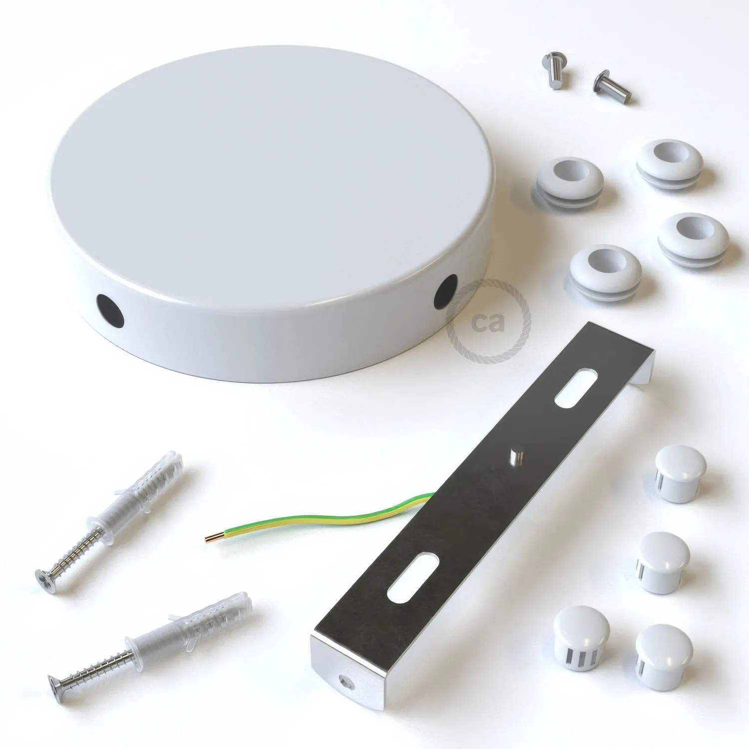 Creative Cables rosone soffitto metallo bianco 4 fori